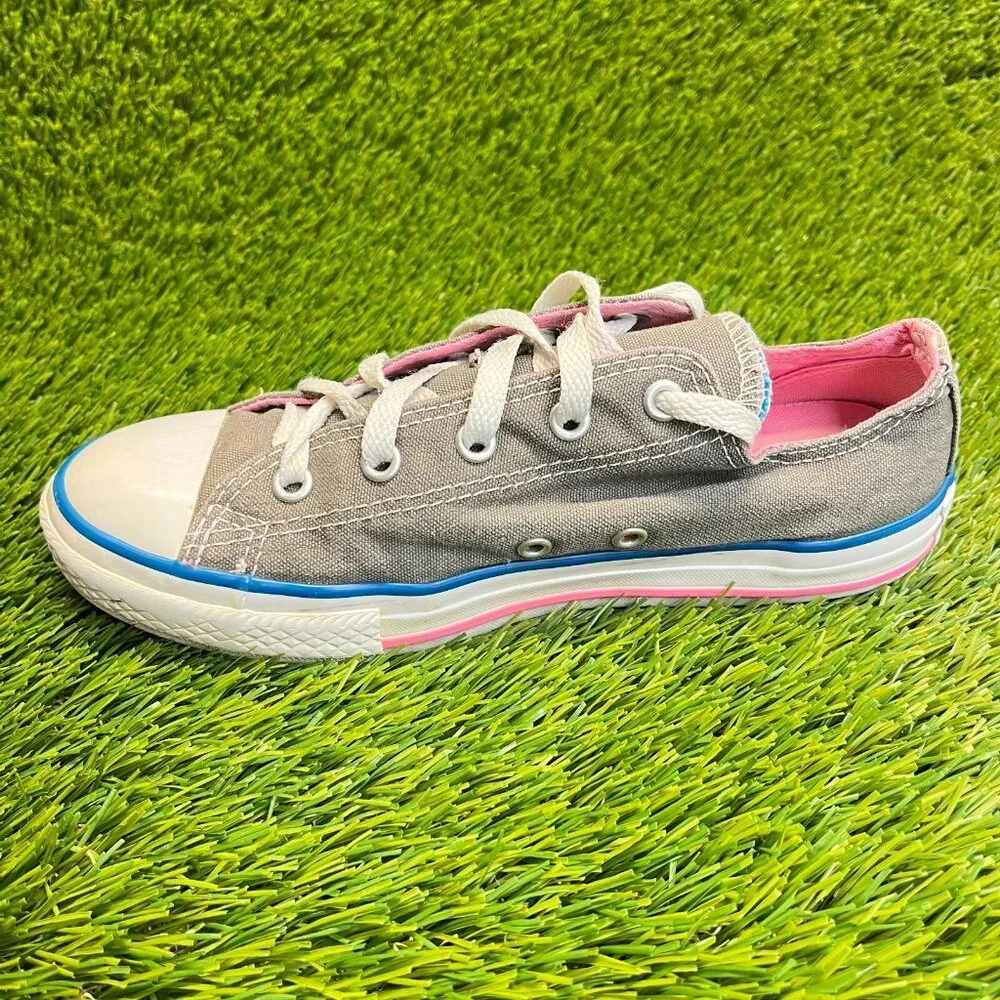 Converse All Star Double‎ Tongue Girls Size 3Y Gray Pink Athletic Shoes Sneakers